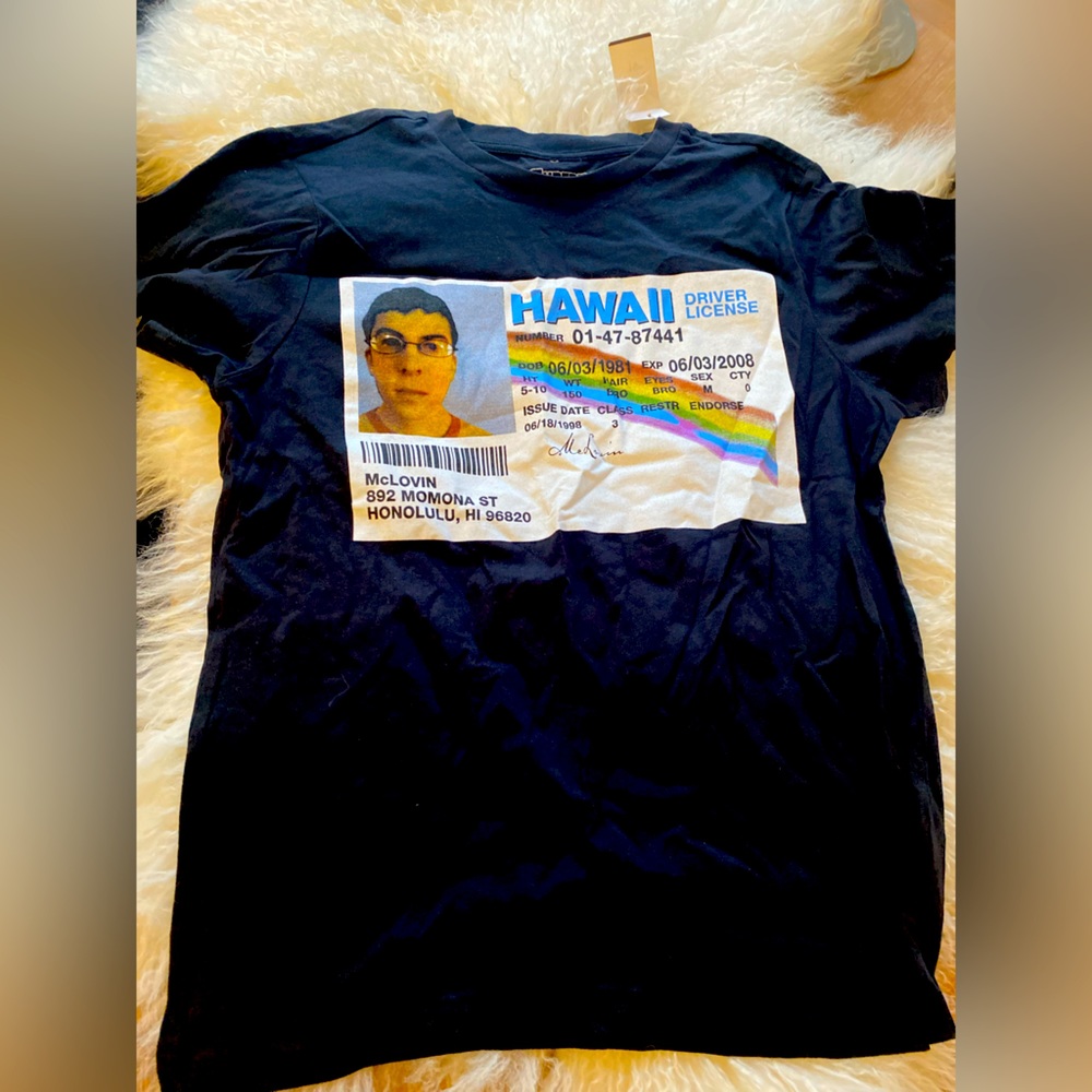 BNWT Superbad Official licensed product/ Mclovin men’s t-shirt in men’s SZ S!!